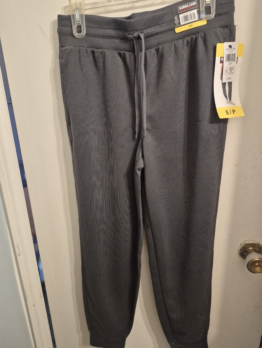 Kirkland Signature Charcoal Ribbed Drawstring Joggers
